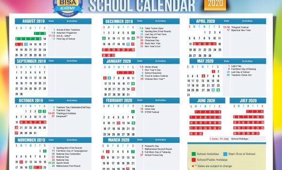 Bahan International Science Academy: School Calendar