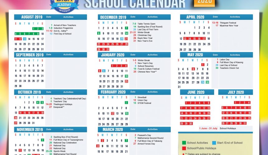 Bahan International Science Academy: School Calendar